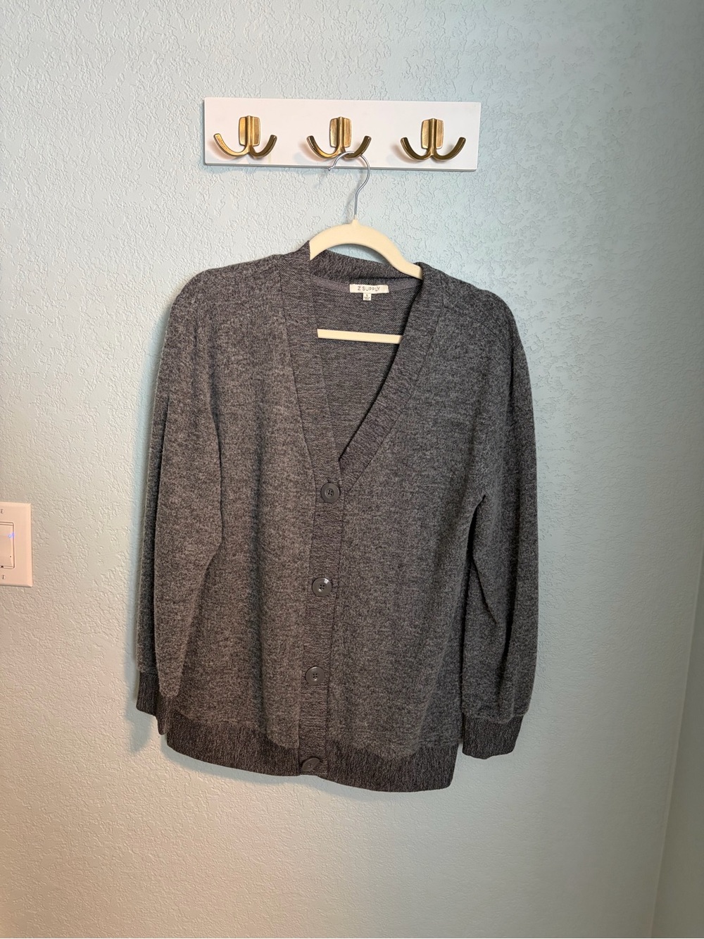 Z Supply Dark Gray Button V-Neck Cardigan